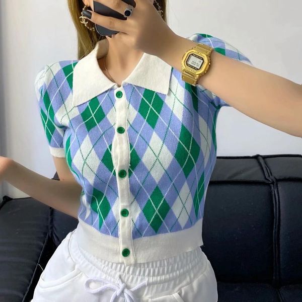 women's knits & tees cardigan knitted sweater geometry jumpers female short sleeve knitwear vintage chic cropped woman 2021, White
women's knits & tees cardigan knitted sweater geometry jumpers female short sleeve knitwear vintage chic cropped woman 2021, White