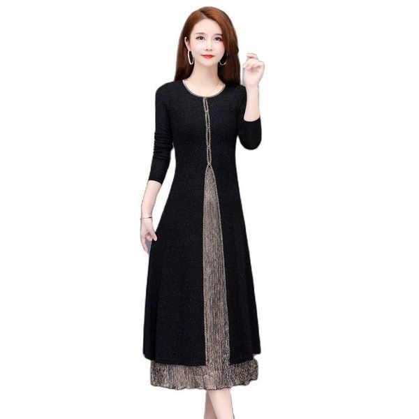 casual dresses 2021 spring and autumn style large size dress western lady plus velvet winter elegant base long, Black;gray
casual dresses 2021 spring and autumn style large size dress western lady plus velvet winter elegant base long, Black;gray