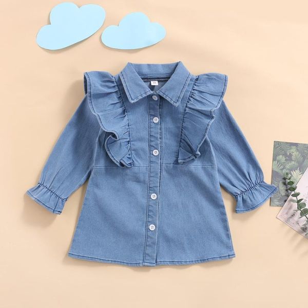girl's dresses est arrival kids baby girls long sleeve denim dress with ruffle decoration single breasted shirt spring clothing, Red;yellow
girl's dresses est arrival kids baby girls long sleeve denim dress with ruffle decoration single breasted shirt spring clothing, Red;yellow