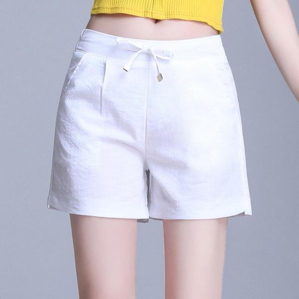 women's shorts high waist black white summer lace up cotton and linen leisure wide-legged casual female plus size, White;black
women's shorts high waist black white summer lace up cotton and linen leisure wide-legged casual female plus size, White;black