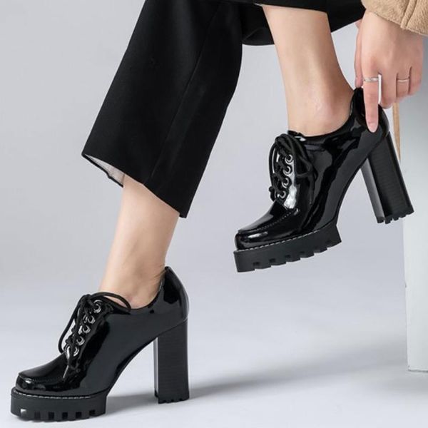 dress shoes lapolaka brand full genuine leather shoelaces platform block high heels pumps fashion ladies office woman, Black
dress shoes lapolaka brand full genuine leather shoelaces platform block high heels pumps fashion ladies office woman, Black