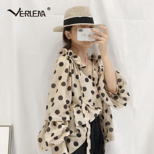women's blouses & shirts verlena stand lacing collar snap closure loose blouse dots print chiffon raglan long sleeve shirt oversized au, White
women's blouses & shirts verlena stand lacing collar snap closure loose blouse dots print chiffon raglan long sleeve shirt oversized au, White