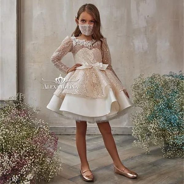 glitter pink sequined flower girl dresses long sleeves lace birthday wedding guest robe de demoiselle princess communion, White;blue
glitter pink sequined flower girl dresses long sleeves lace birthday wedding guest robe de demoiselle princess communion, White;blue
