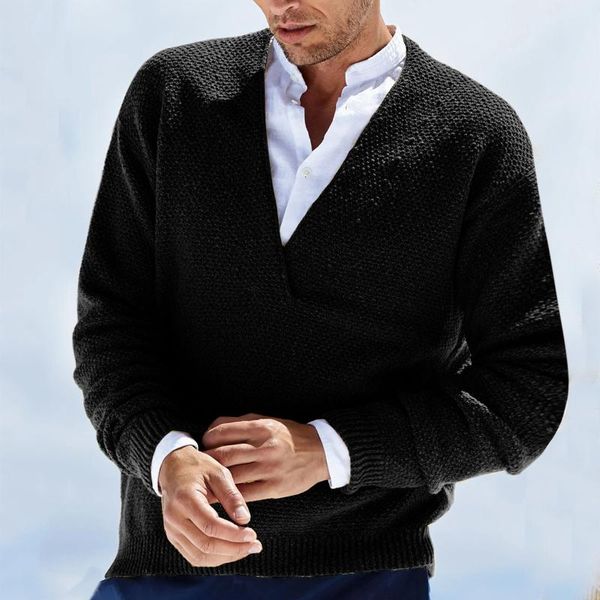 men's sweaters autumn and winter pullover solid color long sleeve v-neck knitted sweater coat casual warm, White;black
men's sweaters autumn and winter pullover solid color long sleeve v-neck knitted sweater coat casual warm, White;black