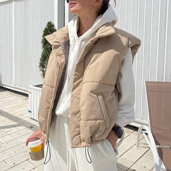 women's vests fashion winter sleeveless solid women elegant stand collar pockets coats simple ladies, Black;white
women's vests fashion winter sleeveless solid women elegant stand collar pockets coats simple ladies, Black;white