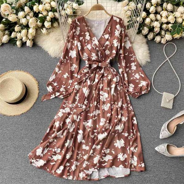 spring autumn elegant women v-neck puff sleeve floral print dress casual sash tie up long for holiday 210430, Black;gray
spring autumn elegant women v-neck puff sleeve floral print dress casual sash tie up long for holiday 210430, Black;gray