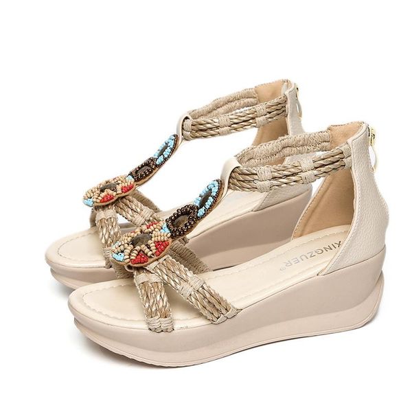 summer shoes women sandals string bead bohemian wedges platform flat fashion female beach, Black
summer shoes women sandals string bead bohemian wedges platform flat fashion female beach, Black