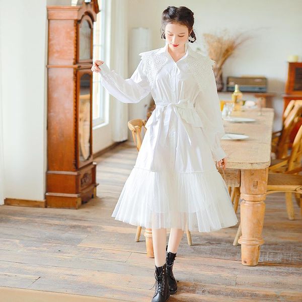 casual dresses tiyihailey boshow women cotton lace and mesh patchwork white shirt dress with belt spring autumn long sleeve, Black;gray
casual dresses tiyihailey boshow women cotton lace and mesh patchwork white shirt dress with belt spring autumn long sleeve, Black;gray
