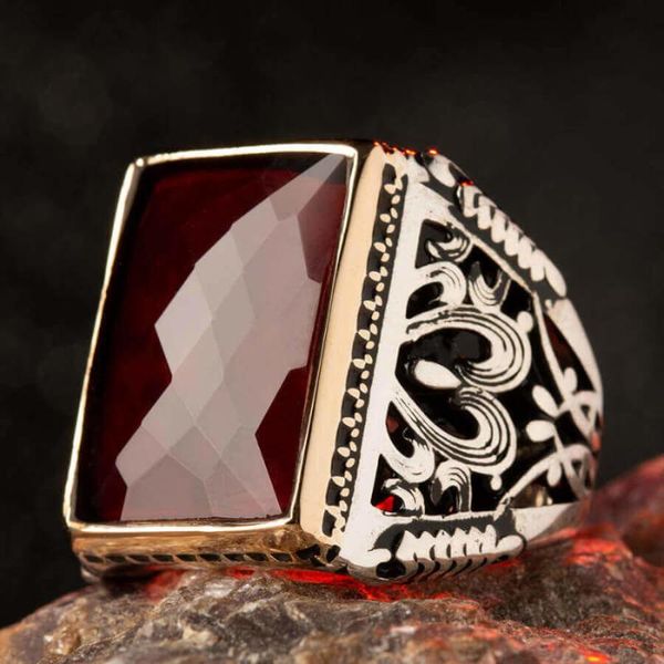 faceted style fashionable design rectangle zircon red stone men ring vintage handmade turkish jewelery gift cluster rings, Golden;silver
faceted style fashionable design rectangle zircon red stone men ring vintage handmade turkish jewelery gift cluster rings, Golden;silver