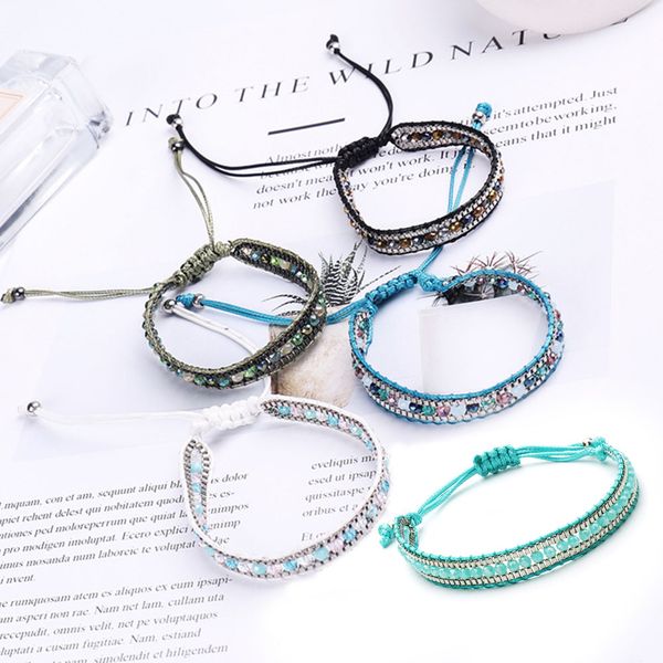 1pc bohemian crystal beads friendship braided rope bracelets for women charms cotton weave rope chain bracelet jewelry new, Golden;silver
1pc bohemian crystal beads friendship braided rope bracelets for women charms cotton weave rope chain bracelet jewelry new, Golden;silver