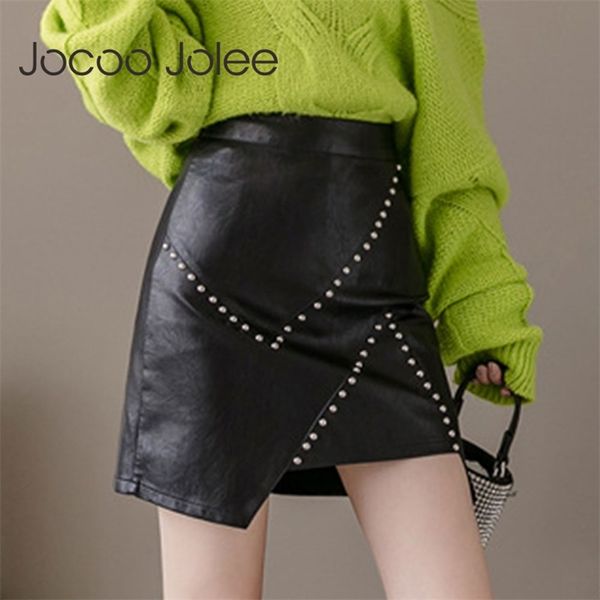 elegant rivet pu women autumn high waist fake leather irregular short a line skirts office lady 210416, Black
elegant rivet pu women autumn high waist fake leather irregular short a line skirts office lady 210416, Black
