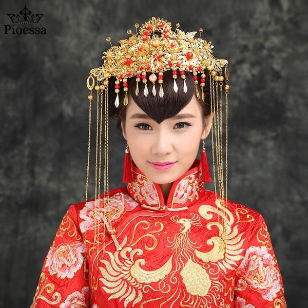hair clips & barrettes pioessa chinese bride costume headdress set vintage red accessories cheongsam xiuhe phoenix crown gold handmade ornam, Golden;silver
hair clips & barrettes pioessa chinese bride costume headdress set vintage red accessories cheongsam xiuhe phoenix crown gold handmade ornam, Golden;silver