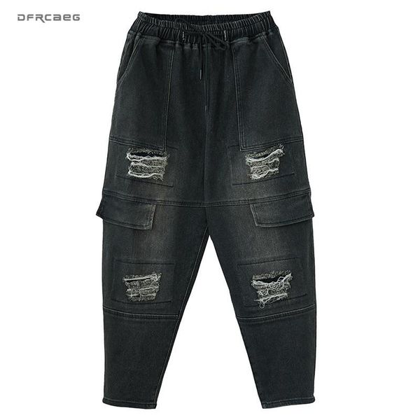 women's jeans black elastic waist loose vintage ripped woman 2021 spring retro ladies denim harem pants jean hole female, Blue
women's jeans black elastic waist loose vintage ripped woman 2021 spring retro ladies denim harem pants jean hole female, Blue