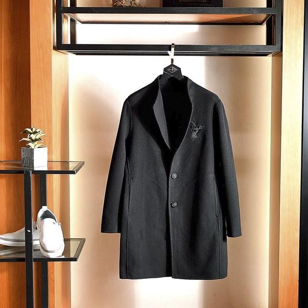 men's wool & blends business brand casual mens overcoat winter slim stand collar single breasted trench coat fashion embroidery long ja, Black
men's wool & blends business brand casual mens overcoat winter slim stand collar single breasted trench coat fashion embroidery long ja, Black