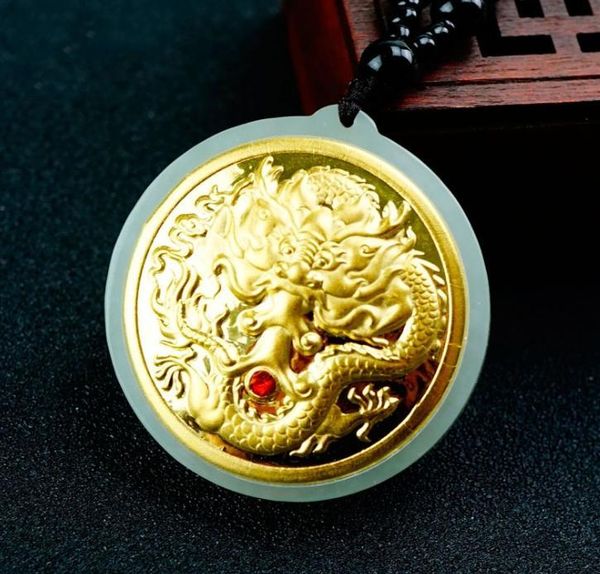 lockets domineering gold inlaid jade dragon male necklace zodiac round pendanth25#, Silver
lockets domineering gold inlaid jade dragon male necklace zodiac round pendanth25#, Silver
