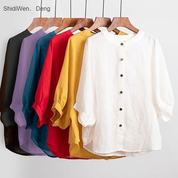 women's t-shirt lantern sleeve retro literary linen ladies plus size summer loose short-sleeved female casual bottoming, White
women's t-shirt lantern sleeve retro literary linen ladies plus size summer loose short-sleeved female casual bottoming, White