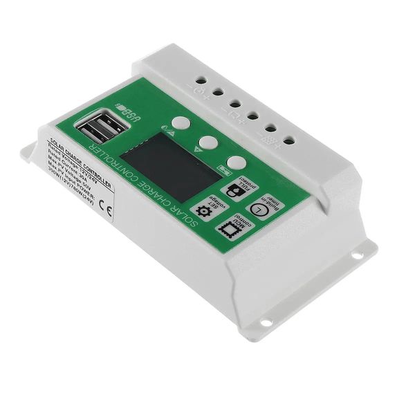 10a/20a/30a 12v/24v auto solar charge controller dual usb panel regulator - 10a