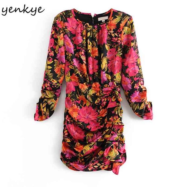 fashion women multicolor floral print bodycon dress long sleeve o neck draped mini female backless party es 210514, Black;gray
fashion women multicolor floral print bodycon dress long sleeve o neck draped mini female backless party es 210514, Black;gray