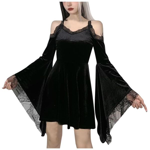 casual dresses goth flare sleeve black dress y2k harajuku high waist a line mini vestidos off shoulder lace punk halloween party, Black;gray
casual dresses goth flare sleeve black dress y2k harajuku high waist a line mini vestidos off shoulder lace punk halloween party, Black;gray