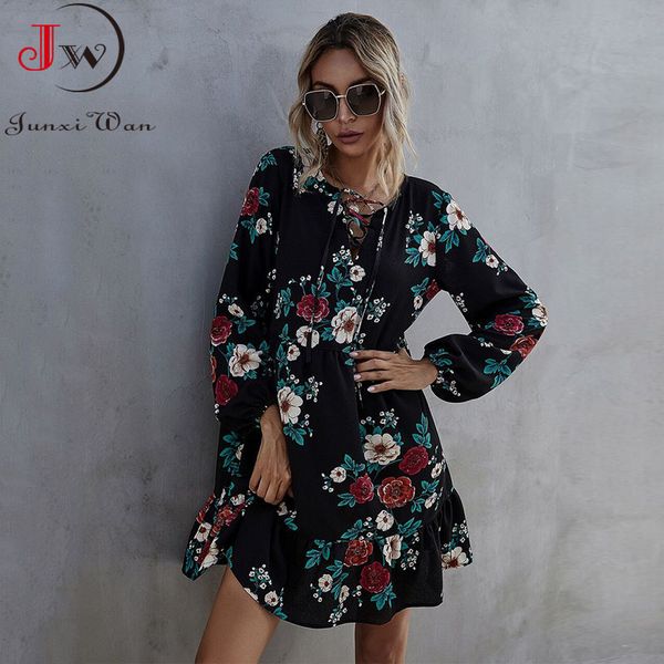 boho floral print mini dress women spring summer cross straps elastic waist long sleeve casual loose a-line beach sundress ropa 210510, Black;gray
boho floral print mini dress women spring summer cross straps elastic waist long sleeve casual loose a-line beach sundress ropa 210510, Black;gray