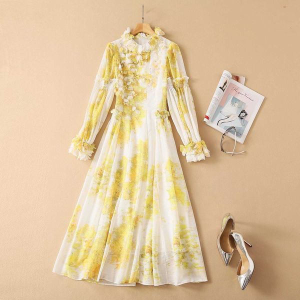 women fashionable organza three-dimensional yellow flower collar flare sleeve long dress 210526, Black;gray
women fashionable organza three-dimensional yellow flower collar flare sleeve long dress 210526, Black;gray