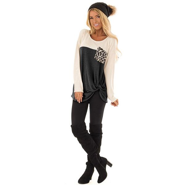 women's t-shirt spring autumn european american selling leopard pocket kink long sleeve, White
women's t-shirt spring autumn european american selling leopard pocket kink long sleeve, White