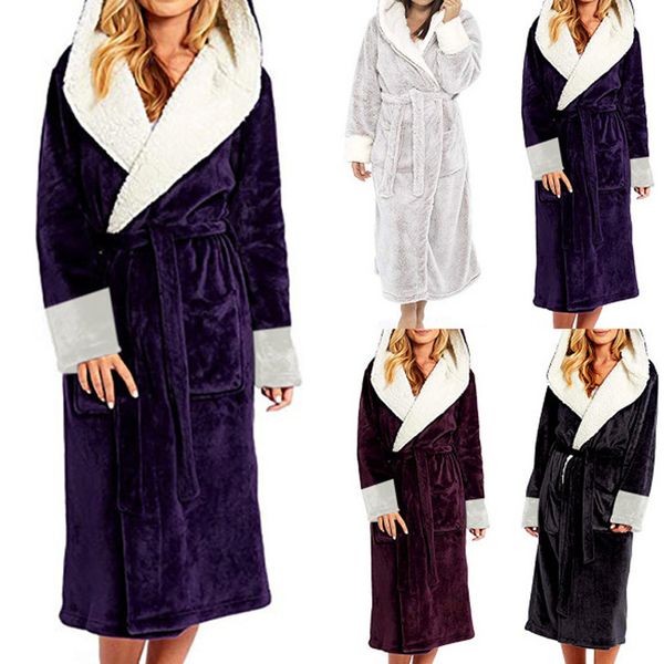 women's sleepwear autumn and winter robe bathrobe style hooded contrast home wear, Black;red
women's sleepwear autumn and winter robe bathrobe style hooded contrast home wear, Black;red
