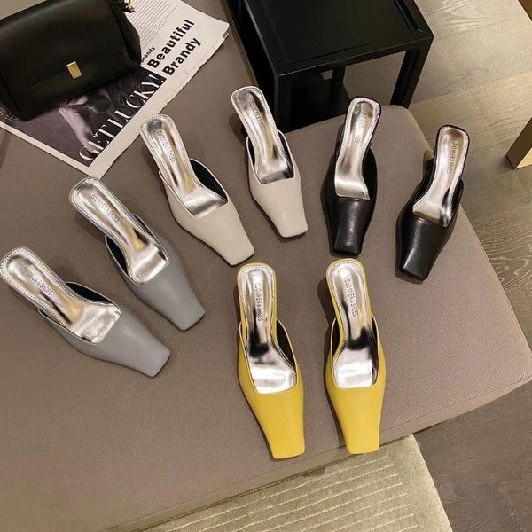 fashion women slippers square toe mules shoes thin high heels shallow slides yellow/black/gray/beige party woman
fashion women slippers square toe mules shoes thin high heels shallow slides yellow/black/gray/beige party woman