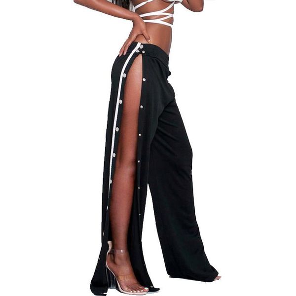 women's pants & capris spring summer wide leg side split women high waist rivet long trousers casual loose black stripe, Black;white
women's pants & capris spring summer wide leg side split women high waist rivet long trousers casual loose black stripe, Black;white