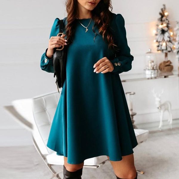 casual dresses spring puff long sleeve buttons mini dress women single-breasted elegant office lady solid o neck loose party, Black;gray
casual dresses spring puff long sleeve buttons mini dress women single-breasted elegant office lady solid o neck loose party, Black;gray