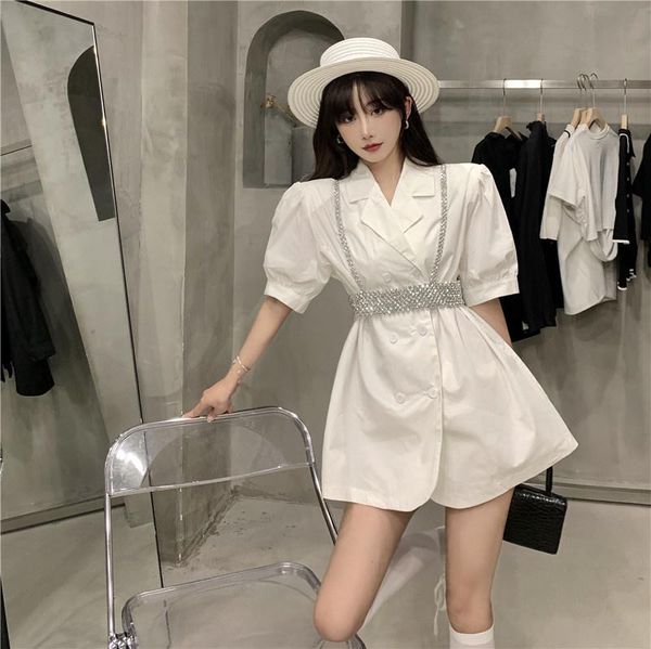 women's suits & blazers blazer feminino french shirt skirt summer bubble sleeve white blouse 2021 fashion high-quality office clothing, White;black
women's suits & blazers blazer feminino french shirt skirt summer bubble sleeve white blouse 2021 fashion high-quality office clothing, White;black