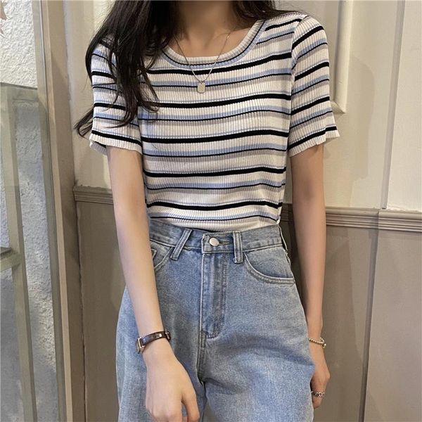 women's t-shirt stripe short sleeve t shirt women summer 2021 style chic loose sweet and cool cropped tshirt ladies clothing, White
women's t-shirt stripe short sleeve t shirt women summer 2021 style chic loose sweet and cool cropped tshirt ladies clothing, White