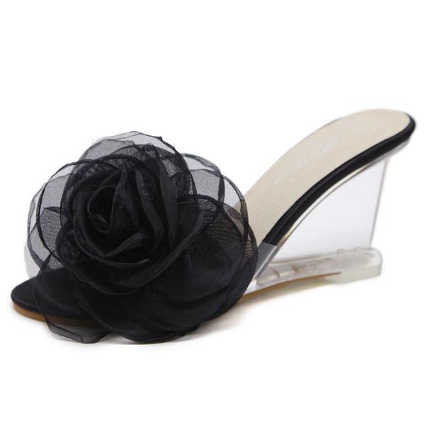 women crystal sandals slipper transparent high heeled shoes flower slopes lfd, Black
women crystal sandals slipper transparent high heeled shoes flower slopes lfd, Black