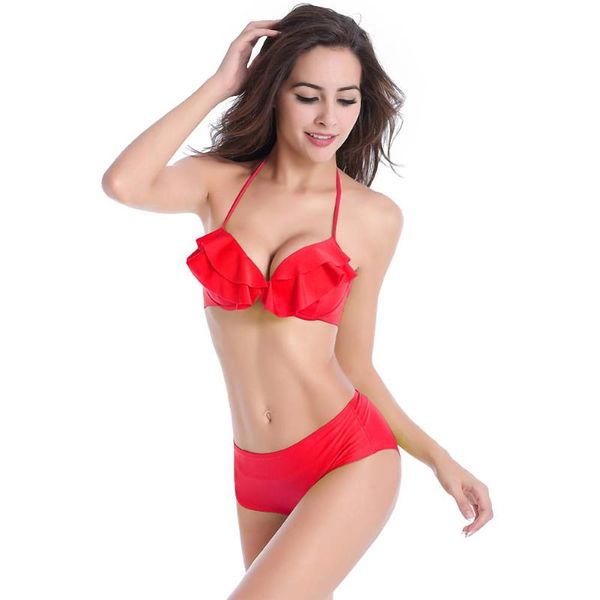 women's swimwear bilaini brand summer 2021 swimsuit fashion hanging neck poly chest push up ruffled bikini black underwire, White;black
women's swimwear bilaini brand summer 2021 swimsuit fashion hanging neck poly chest push up ruffled bikini black underwire, White;black