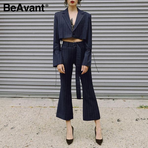 beavant two pieces navy blue autumn winter pant suits high street fashion women stripe jumpsuit lace up bell bottom sets 2021 women's p, White
beavant two pieces navy blue autumn winter pant suits high street fashion women stripe jumpsuit lace up bell bottom sets 2021 women's p, White