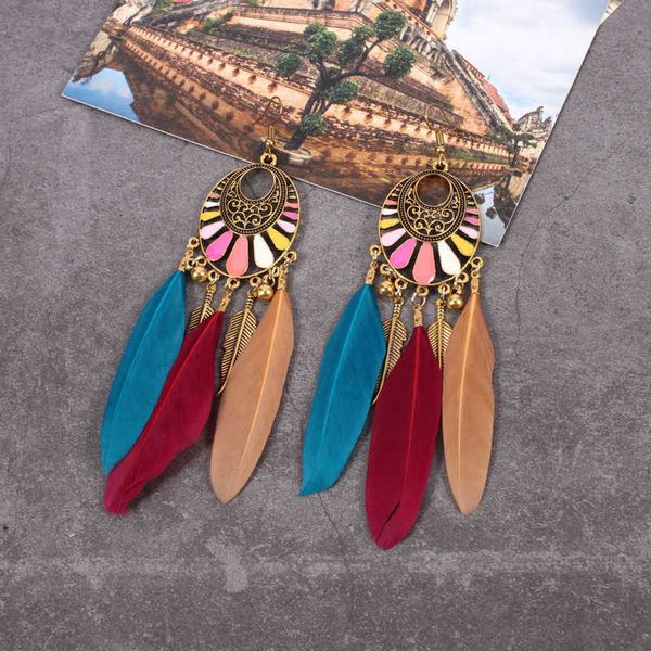 earring exaggerated crcent feather tassel leaf long geometric drop oil color earrings, Golden
earring exaggerated crcent feather tassel leaf long geometric drop oil color earrings, Golden