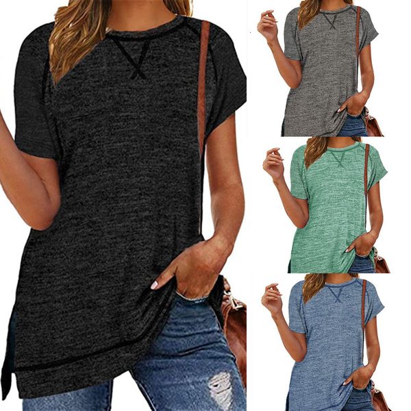 T-shirt 2021 spring and summer new women's round neck short sleeve T-shirt casual Tunic Top side split, White
T-shirt 2021 spring and summer new women's round neck short sleeve T-shirt casual Tunic Top side split, White