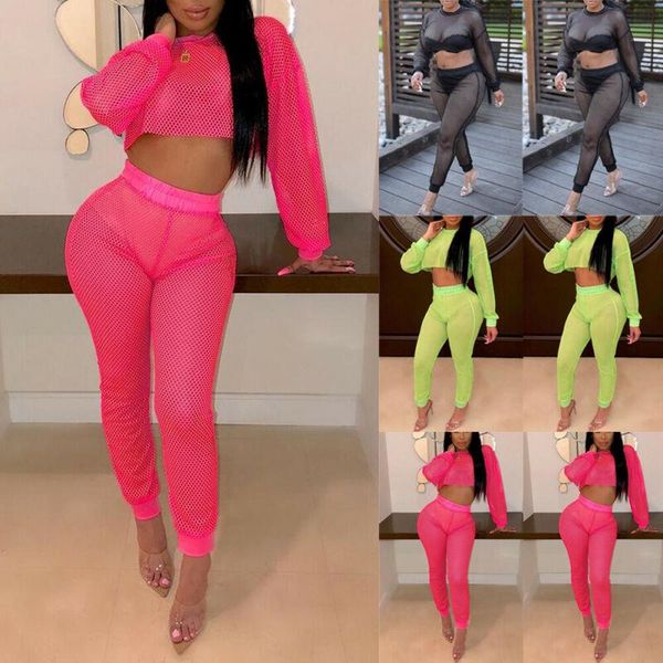women 2 piece outfits hollow out see through fashion long sleeve crop pants set casual jumpsuit rompers women's swimwear, White;black
women 2 piece outfits hollow out see through fashion long sleeve crop pants set casual jumpsuit rompers women's swimwear, White;black