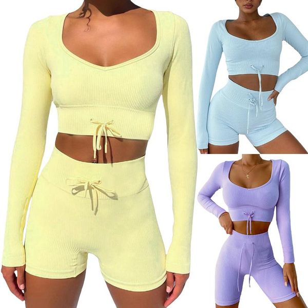 women's tracksuits hirigin fashion solid color ribbed 2pcs women tracksuit sweetheart-neck long sleeves crop and drawstring shorts for, Gray
women's tracksuits hirigin fashion solid color ribbed 2pcs women tracksuit sweetheart-neck long sleeves crop and drawstring shorts for, Gray