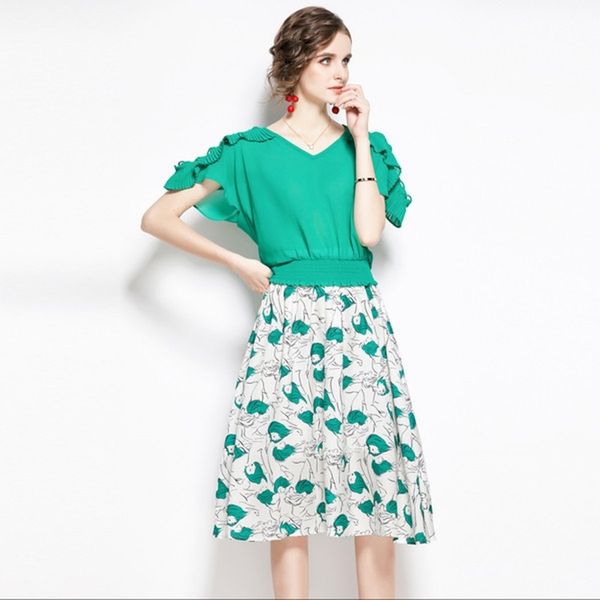 women print clothing set two piece elegant office work outfit ladies v-neck blouses and midi skirt suit 210525, White
women print clothing set two piece elegant office work outfit ladies v-neck blouses and midi skirt suit 210525, White