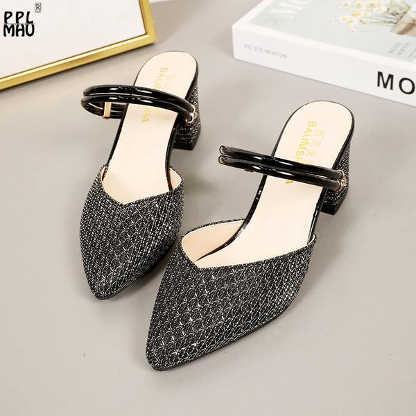 summer women sandals non-slip wearable slides black bling pointed pu leather comfortable square heel slippers two wear light
summer women sandals non-slip wearable slides black bling pointed pu leather comfortable square heel slippers two wear light