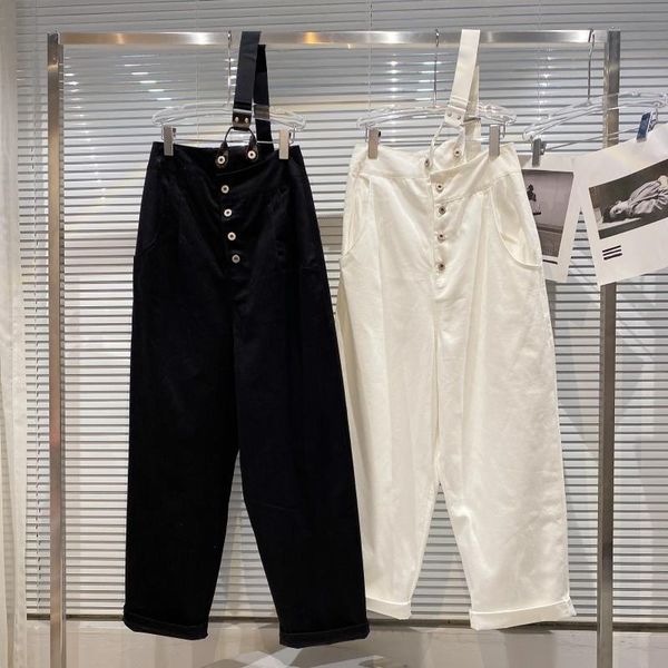 women's pants & capris single breasted high waist wide leg overalls women shoulder strap adjustable loose casual, Black;white
women's pants & capris single breasted high waist wide leg overalls women shoulder strap adjustable loose casual, Black;white