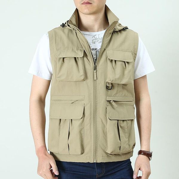 men's vests outdoor leisure hooded vest multi-pocket zipper jacket breathable and quick-drying pography fishing military waistcoat, Black;white
men's vests outdoor leisure hooded vest multi-pocket zipper jacket breathable and quick-drying pography fishing military waistcoat, Black;white