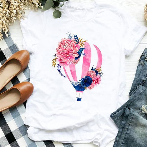 90s floral balloon travel summer women t shirts fall print tee clothes graphic, White
90s floral balloon travel summer women t shirts fall print tee clothes graphic, White
