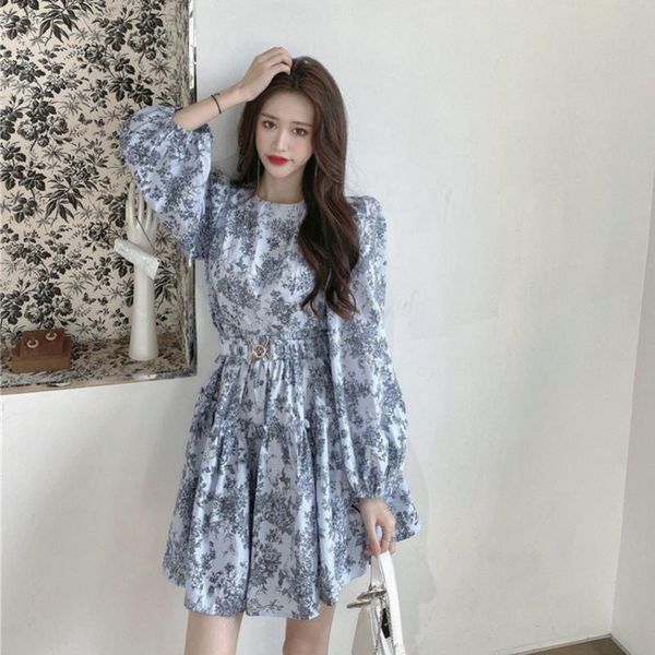 spring autumn women's court round neck waist slimming flower dress casual dresses, Black;gray
spring autumn women's court round neck waist slimming flower dress casual dresses, Black;gray
