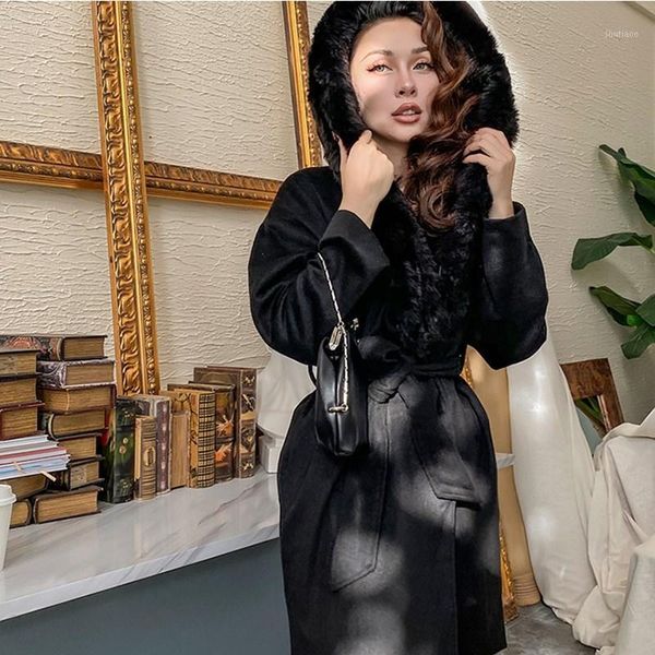 women's wool & blends black hooded wrap coat women fur collar warm jacket office lady outerwear
women's wool & blends black hooded wrap coat women fur collar warm jacket office lady outerwear