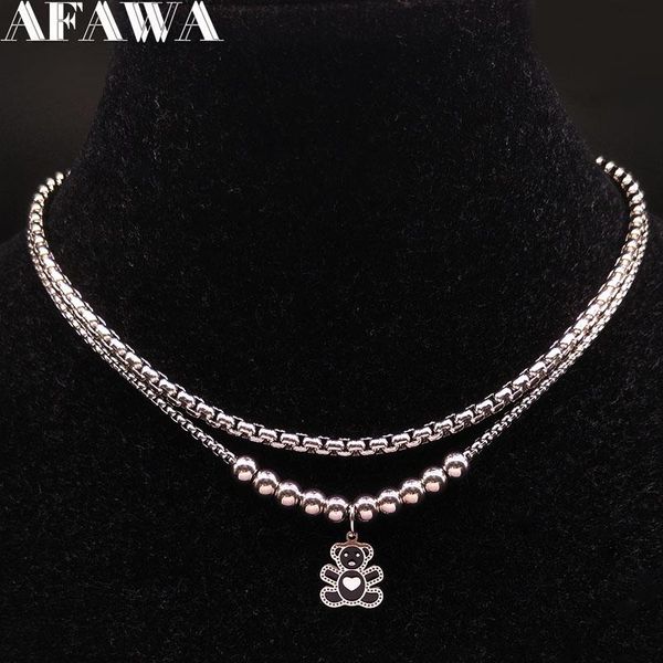 fashion bear enamel stainless steel chain necklaces women double layer silver color choker necklace jewelry collier n18423 pendant
fashion bear enamel stainless steel chain necklaces women double layer silver color choker necklace jewelry collier n18423 pendant