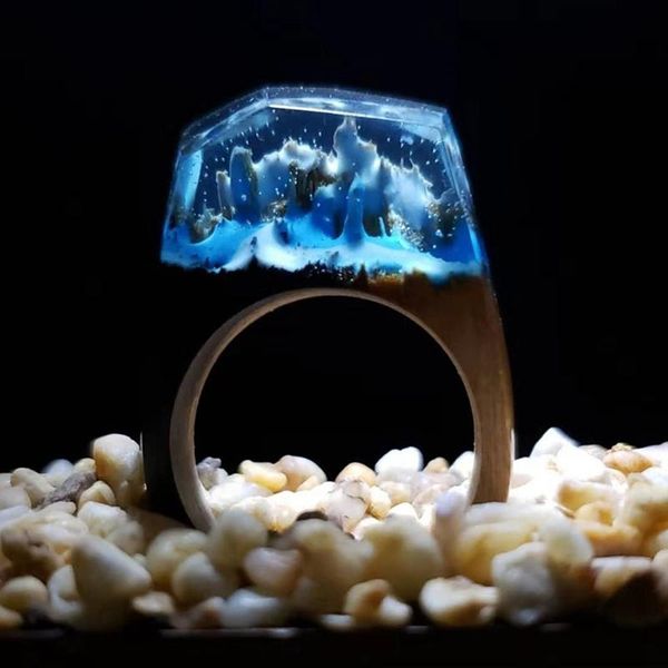 cluster rings fashion womens wood resin ring 100% handmade snowy mountain forest micro landscape wooden gift for her drop, Golden;silver
cluster rings fashion womens wood resin ring 100% handmade snowy mountain forest micro landscape wooden gift for her drop, Golden;silver