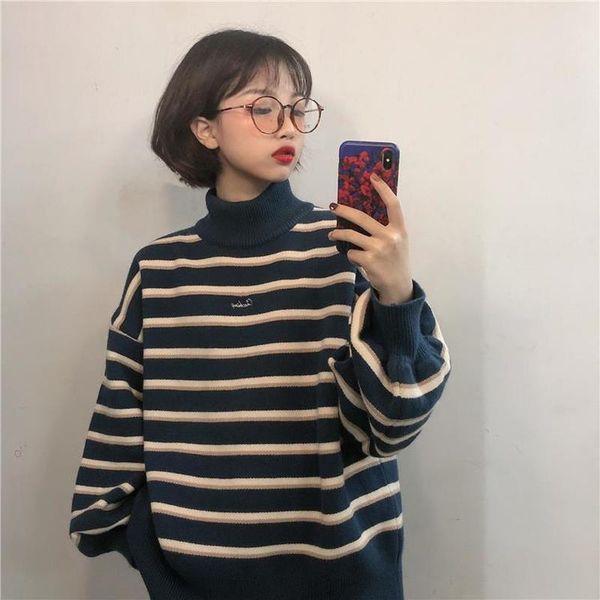 women's sweaters women sweater casual autumn long sleeve oversized stripe pullovers striped korean turtleneck lady jumpers, White;black
women's sweaters women sweater casual autumn long sleeve oversized stripe pullovers striped korean turtleneck lady jumpers, White;black