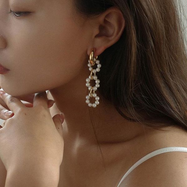 dangle & chandelier peri'sbox triple circle pearls long earrings for women french elegant shell pearl handmade wedding bridal jewelry, Silver
dangle & chandelier peri'sbox triple circle pearls long earrings for women french elegant shell pearl handmade wedding bridal jewelry, Silver